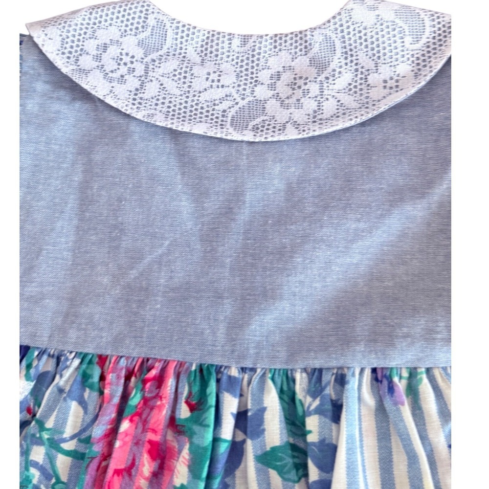 Vintage Carters Baby Girl Floral Chambray Lace Dress 18 Months Made in USA 18 Mo - Picture 5 of 8